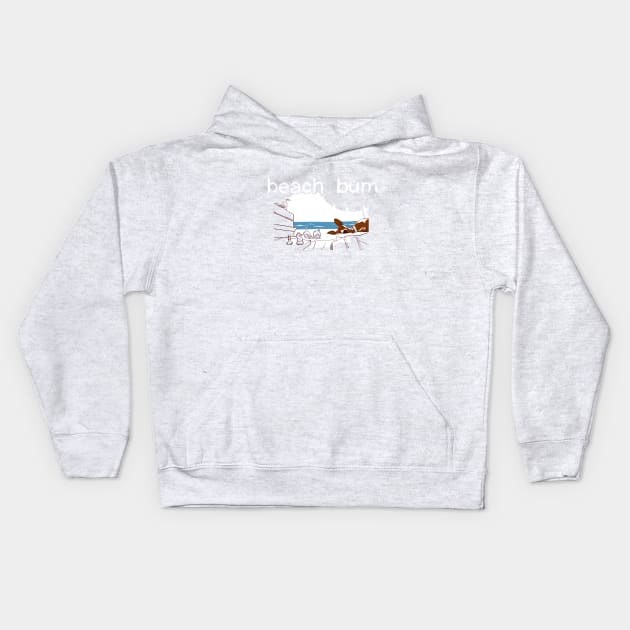 Our beach bum list: snack, drink, chess, cards, and a dog Kids Hoodie by croquis design